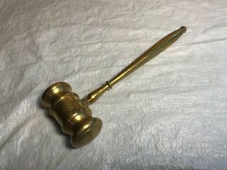 Vintage Solid Brass Gavel Judge Hammer Paperweight 2