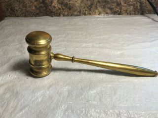 Vintage Solid Brass Gavel Judge Hammer Paperweight 3