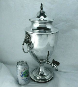 1940 Deco Neoclassic Lion Mask International; Silver Usa Samovar Tea Urn 150 Oz