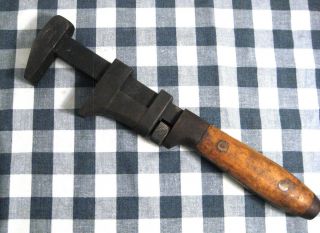 Collector Quality Antique PEXTO Wood Handle 15 inch Adjustable Monkey Wrench 3