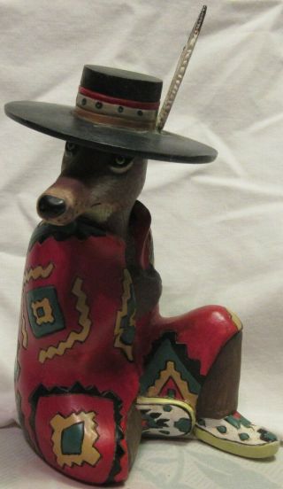 Robert Shields Red Trickster Coyote Figurine,  5 " Tall,  Resin,  - Vg