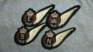 Group Of 4 Rcaf Wwii Half Wings B,  E,  N,  Wag In The Straight Form