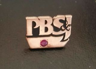 10k Solid Gold Vintage Pbs&j Collectible Company Pin With Ruby ( (516))