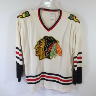 Vintage Era Nhl Chicago Blackhawks Hockey Jersey Xl White Stitched Emblems