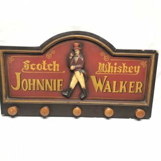 Johnnie Walker Scotch Whiskey Wooden Pub Wall Sign Rack Red Brown Man Cave 3d