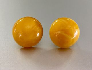 Rare Vintage Russian/soviet 100 Natural Amber Butterscotch Egg Yolk Earrings