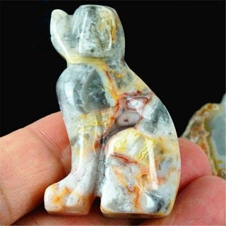 By11195 50x32x17mm 2 Inches Natural Crazy Lace Agate Hand Carved Dog Figurine
