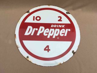 Old Dr Pepper 10 2 &4 Porcelain Soda Round Advertising Sign