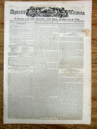 1847 Newspaper W Long Detailed Report On A Buffalo Hunt On The Western Us Plains