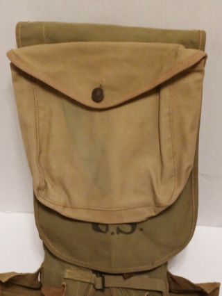 WWII M1928 10th mountain marked Haversack W Tailpiece and Meat Can Pouch 2