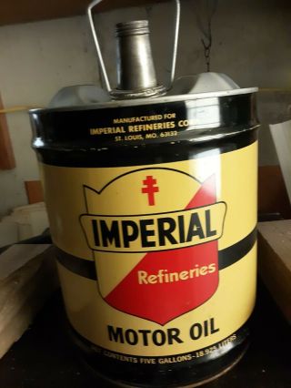 Vintage Imperial Refineries 5 Gallon Motor Oil Can - Empty