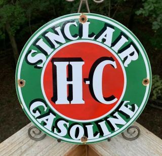 Vintage Sinclair Gasoline Porcelain Sign Service Station Gas & Oil Pump Plate