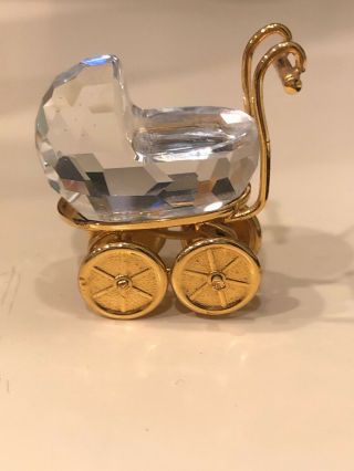 Swarovski Crystal Figurines Baby Stroller/pram