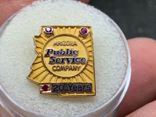 Arizona Public Service Company 10k Gold Triple Ruby 20 Years Service Award Pin.