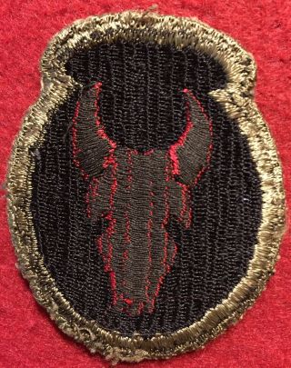 Htf Ww2 British Made 34th Infantry Division Od Border Black Back Patch - Ribbed