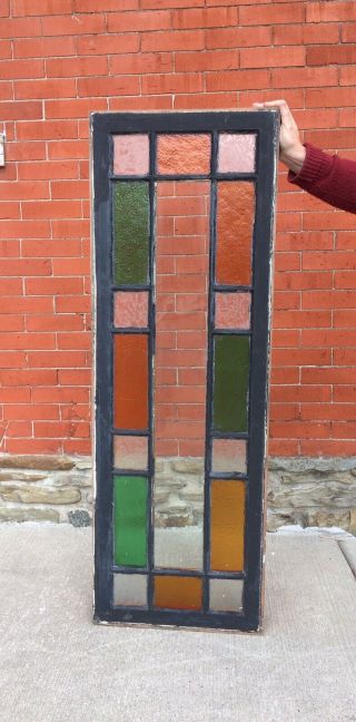 52” X 18” Antique Victorian Queen Anne Style Stained Glass Window Salvage