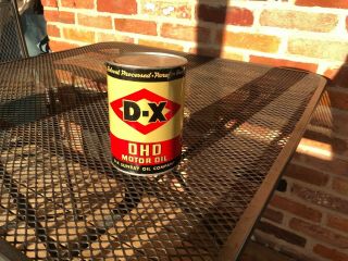 D - X Motor Oil,  One Quart Metal Oil Can (full)