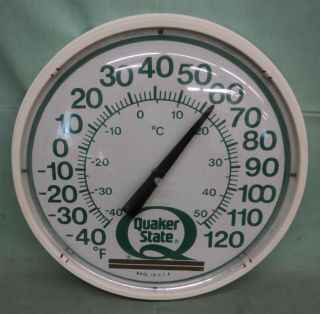 Vintage Quaker State Motor Oil Pam Clock Style Thermometer 14” Bubble Glass Work