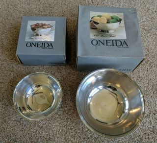 Set Of 2 Oneida Paul Revere Silverplate 8 " Bowl With Liner & 6 " Bowl Made In Usa