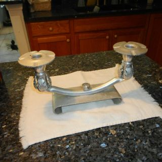 Vintage Continental Hammered Aluminum Double Candle Holder 711