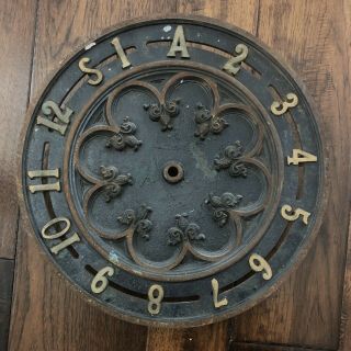 Antique Ornate Cast Iron 15” Elevator Floor Indicator Dial Fleur De Lis Design
