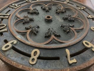 Antique Ornate Cast Iron 15” Elevator Floor Indicator Dial Fleur De Lis Design 2
