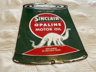 Vintage Sinclair Opaline Porcelain Motor Oil Can Sign,  Gas Station,  Pump Plate