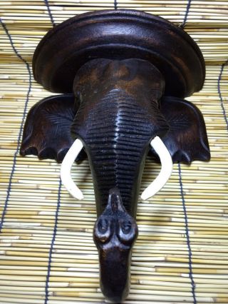 Black Wooden Thai Elephant Large Carved Hanging Wall Home Decor.