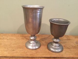 Rwp Wilton Armetale Pewter Wine Goblets Chalice Set Of 2 Queen Anne