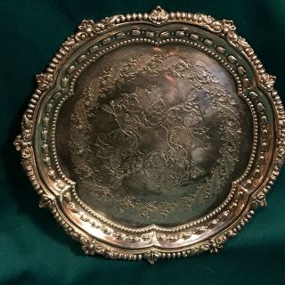 Antique British Silver Plate Salver Or Tray C.  1890 6 7/8 Inches
