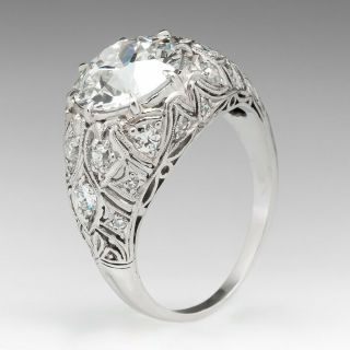 Art Deco 3.  25ct White Round Diamond Antique Engagement Ring 925 Sterling Silver