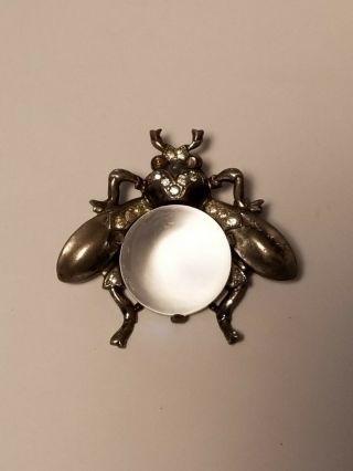 Vintage 40s Trifari Sterling Silver Jelly Belly Fly Brooch Pin
