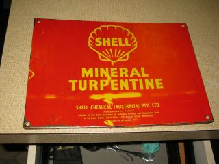 Shell Oil Sign 33cm X 24cm Year 1959 Circ Vintage Era Ex Rural Depot.
