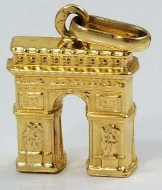 Vintage 18k Gold 3d Arc De Triomphe Charm Paris France