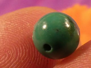Antique Chinese Deep Blue Grn Turquoise Bead 7.  9 Mm Wide My Favorite
