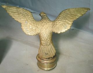 Antique Gilt Cast Brass Bronze Eagle Statue Figure Flag Topper Finial 1800 ' s OLD 2