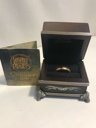 Lord Of The Rings Authentic Noble 10k Solid Gold Ring W Orig.  Box - Size: 7.  5