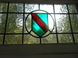 Va60 Lovely Transom Style Leaded Stained Glass Window F/england 29 5/8 X 18