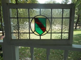 VA60 Lovely Transom Style Leaded Stained Glass Window F/England 29 5/8 X 18 3
