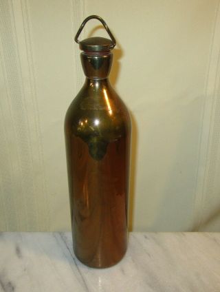 Vintage Copper Hot Water Bottle Carriage Warmer With Screw Top