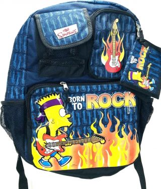 Matt Groening Bart Simpsons Backpack And Billfold Wallet Born To Rock Bag 2007