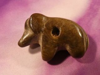 Ancient Pyu Kingdom Silky Green Jade Elephant Amulet Bead 20 By 14.  4 By 8.  4 Mm