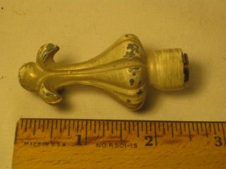 Vintage 2.  5 " Small Lamp Finial Light Part Threaded Hole Solid Metal Ornate Flora