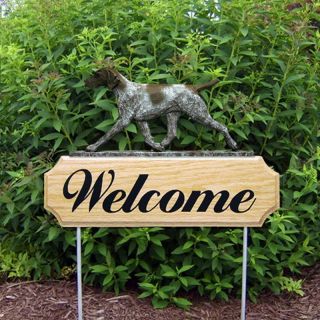 German Shorthair Pointer Wood Welcome Outdoor Sign