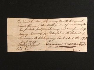 Handwritten Document August 1801 Four Cents Embossed Revenue