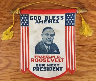 Franklin D.  Roosevelt Fdr For President 5x7 Window Banner Flag