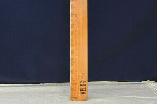Vintage Velos 147 Wood Ruler 18” Inches Old Tool Metal Cutting Edge Crafts 3