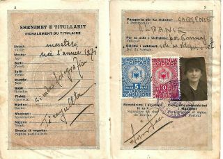 Albania,  Greece,  Italy:1935 Travel Document Franked With Albanian Fiscal Stamps