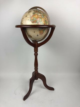 Vintage 1993 Replogle Bombay Company 12” Diameter World Globe Wood Floor Stand