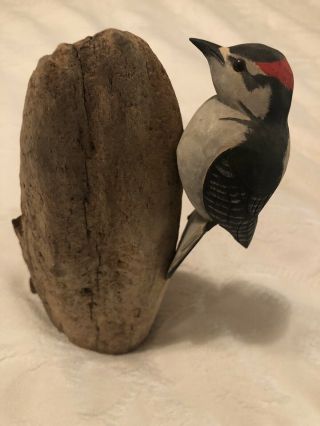 Signed Phillip Brown 1995 Carved Painted Downy Woodpecker